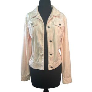 BCBG Maxazria Size Large Pink Velour Jean Jacket